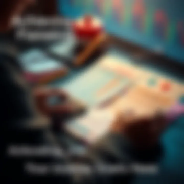 A person reviewing financial documents and creating a budget plan with a calculator and notepad