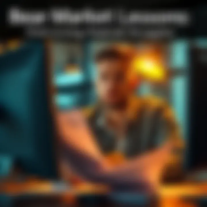 A person looking determined while reviewing financial documents and a computer, symbolizing hope and resilience in tough financial times