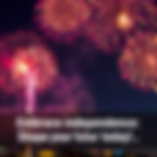 Colorful fireworks exploding against a night sky, symbolizing celebration and independence