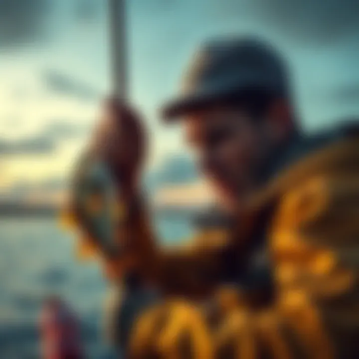 Fisherman struggling with fishing rod A player looks frustrated while trying to catch a fish in a fast-paced minigame, showcasing the challenges faced by individuals with mental disorders