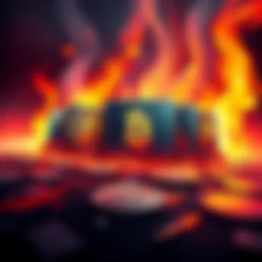 Illustration of five digital wallets transferring Bitcoin to a burn address, symbolizing asset destruction.