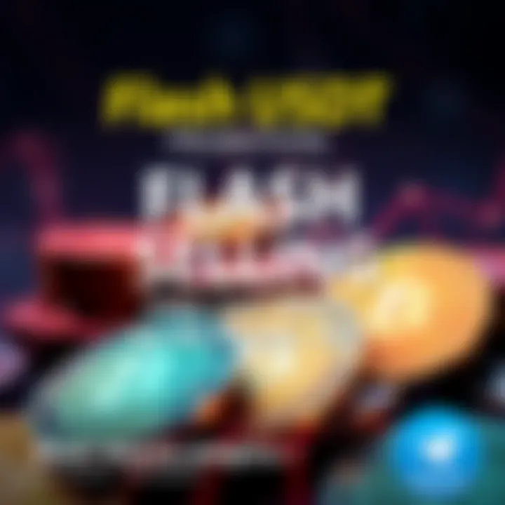 Graphic showing cryptocurrency coins with text about free tests and no fees, featuring a Telegram logo for contact