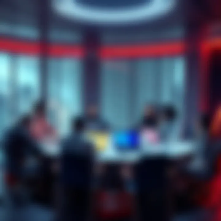 People discussing Flexa and Anvil at a round table with laptops and papers