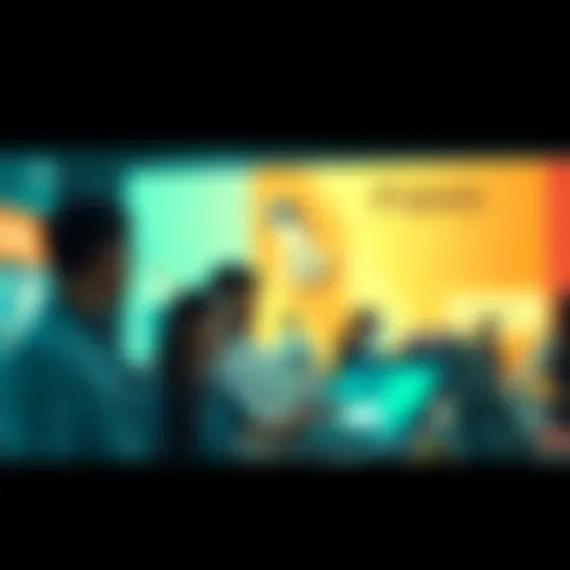 A demonstration of Flexa's technology making checkout easier for large retailers, with customers and cashiers engaged in the process.