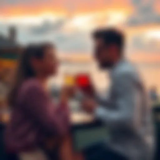 Couple enjoying drinks at a seaside pub in Folkestone with ocean view