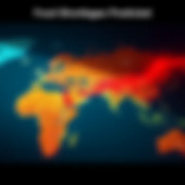 Food Shortages Predicted A map showing areas at risk for food shortages in 2027 with warnings highlighted in red.