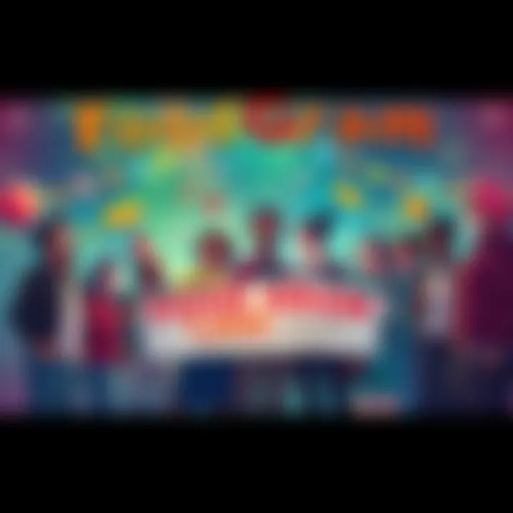FoodGram Celebrates User Milestone A festive graphic showing a group of diverse indie developers exchanging ideas and feedback with a banner celebrating FoodGram's user milestone