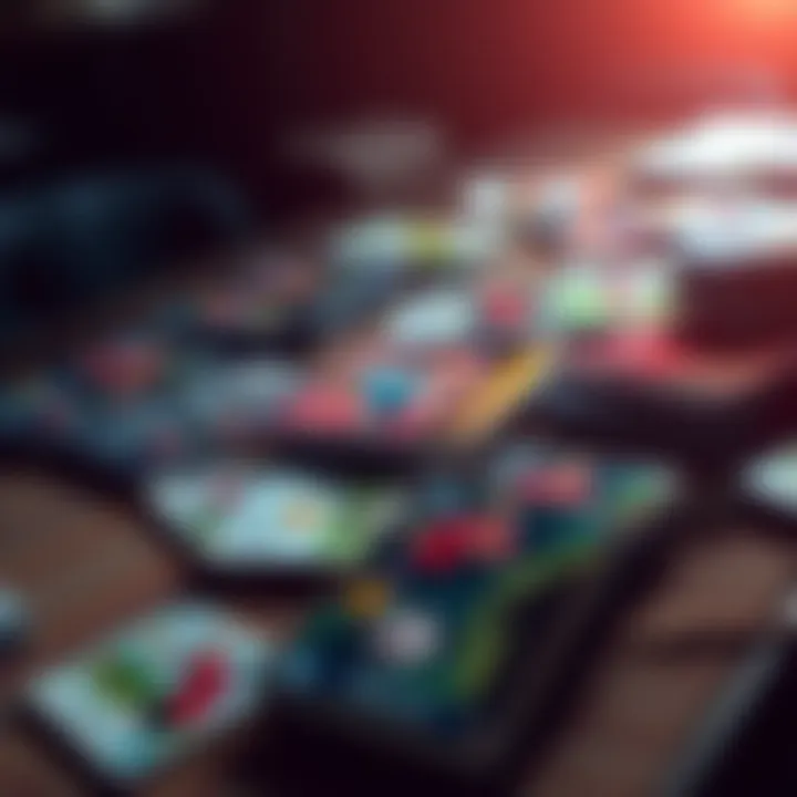 Football cards on a table A collection of current season football cards from Bundesliga and Premier League spread out on a table