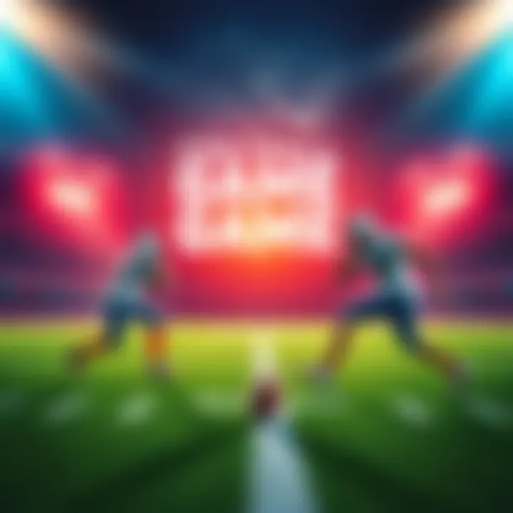 Players on a football field with graphic showing boosts for passing yards