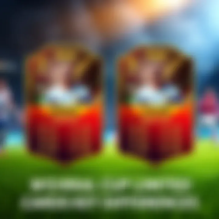 Football player card comparison A side-by-side view of two football player cards showing a normal season limited card and a World Cup limited card with visible bonuses