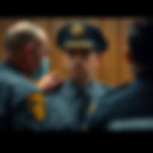 A courtroom scene showing a former LAPD officer during sentencing for kidnapping and crypto theft