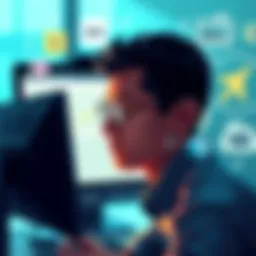 A person looking at a computer screen with a thoughtful expression, surrounded by graphics of points and travel rewards, representing discussions on how to use 20,000 RevPoints.