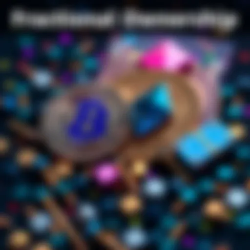 A visual representation of cryptocurrency symbols like Bitcoin and Ethereum alongside small stock pieces, highlighting the concept of fractional ownership.