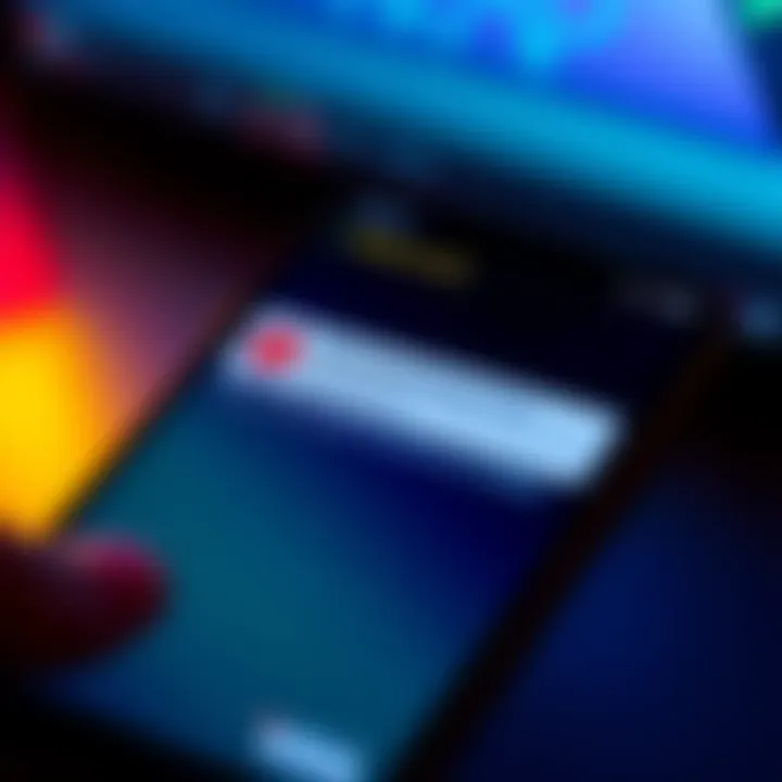 A close-up of a smartphone displaying a suspicious notification about card activity, showing a warning about compromised card details.