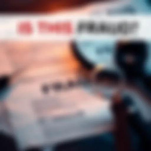 A magnifying glass over documents representing an investigation into possible fraud claims