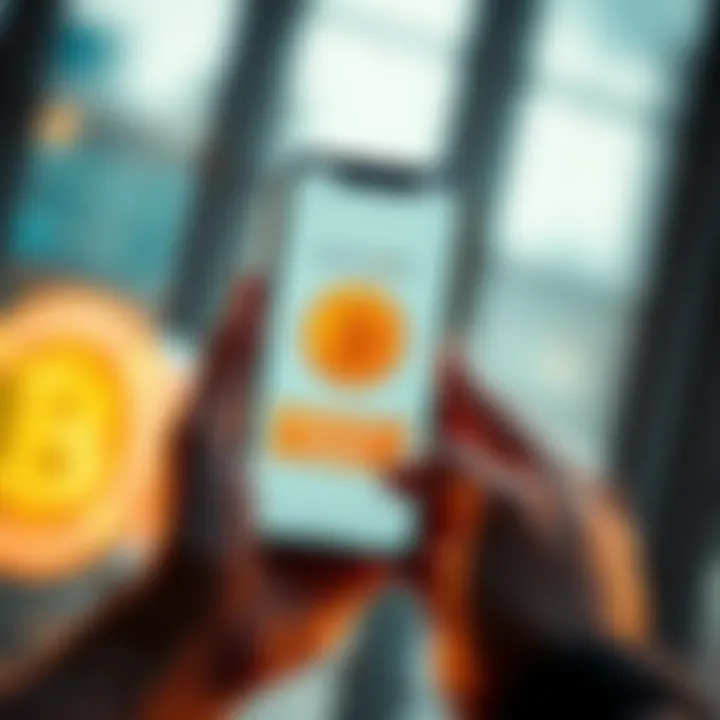 A hand holding a smartphone displaying the Bittycoon app with a Bitcoin symbol and a welcome bonus banner