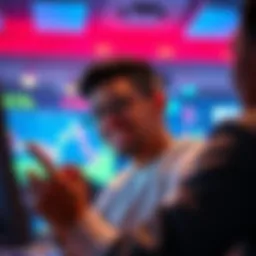 A person looks happy while checking Bitcoin's rise on a screen, then appears disappointed as it drops, showcasing the ups and downs of crypto investment reactions.