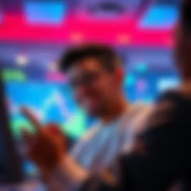 A person looks happy while checking Bitcoin's rise on a screen, then appears disappointed as it drops, showcasing the ups and downs of crypto investment reactions.