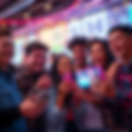 People celebrating Bonk culture with laughter and devices in hand, capturing fun moments together