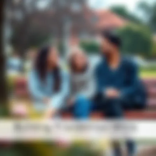 Two friends sitting together on a park bench, sharing a laugh while one listens attentively to the other, symbolizing support during challenges of bipolar disorder.