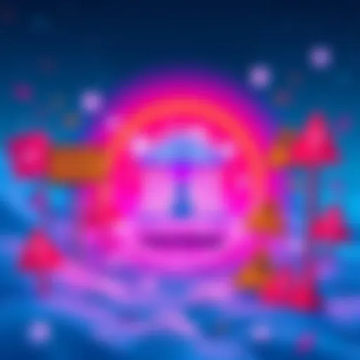 A graphic showing a digital bank account icon surrounded by warning signs, depicting the concept of account freezing in neobanks.