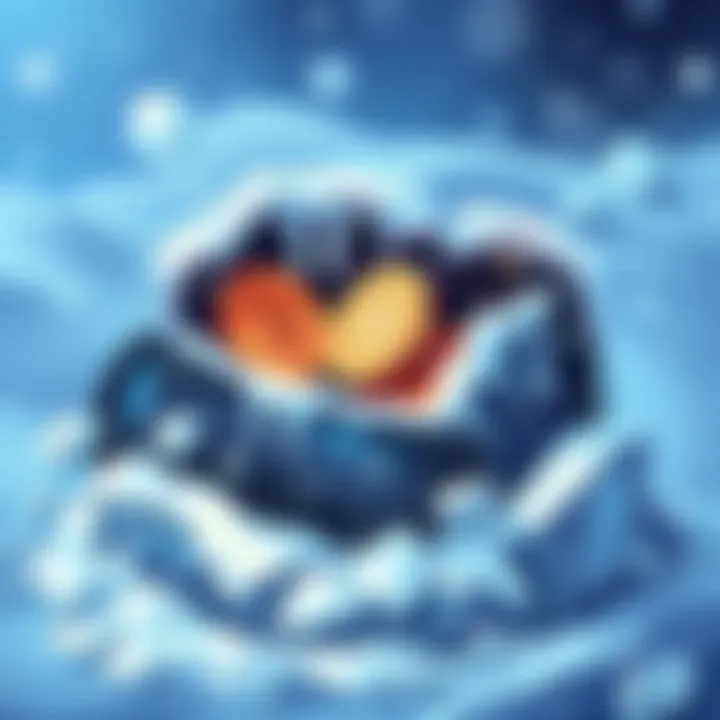 A frozen digital wallet surrounded by ice, symbolizing the risk of crypto funds being frozen. Coins are visible in the wallet, with cold effects on the wallet's exterior.