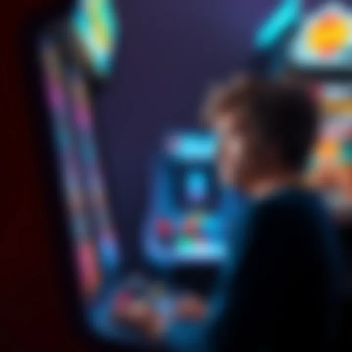 A player sitting in front of an arcade machine, showing a frustrated expression as they look at the screen displaying error messages about rewards.