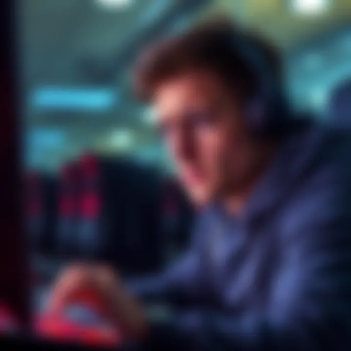 Frustrated gamer checking subscription status A person looking at a screen with a worried expression, showing missed payment alerts for gaming subscriptions