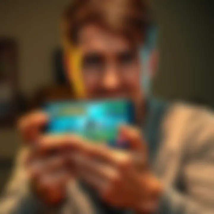 A person looking frustrated while holding a smartphone displaying a game app, experiencing issues with rewards not recognized after installation.