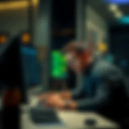 A person sitting in front of a computer with a frustrated expression, reviewing a Bitcoin mining app's screen showing no profits after spending money.