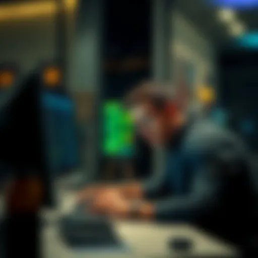 A person sitting in front of a computer with a frustrated expression, reviewing a Bitcoin mining app's screen showing no profits after spending money.