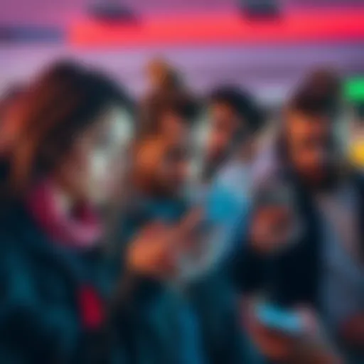 Group of people showing frustration while looking at their phones displaying long ads