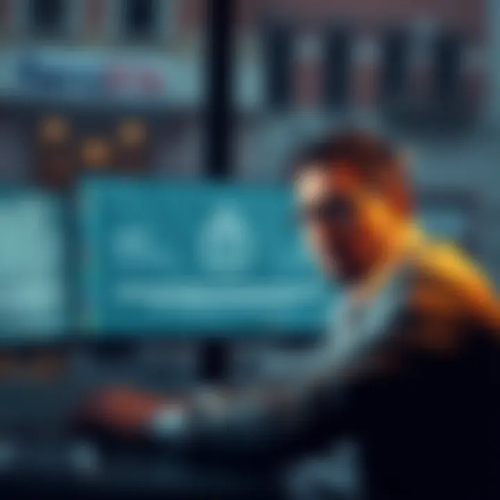 Frustrated business owner with frozen funds A frustrated business owner looking at a computer screen showing a locked account message, symbolizing funds being held by Revolut Business.