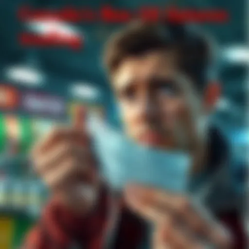 A Canadian person holding a lottery ticket with a concerned expression, symbolizing frustration over government restrictions on Futures trading while allowing lottery sales.