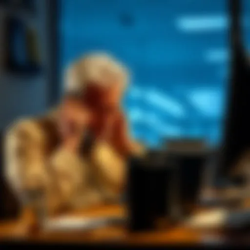 A frustrated claimant sitting at a desk making phone calls to inquire about their unresolved rehabilitation claim transfer.