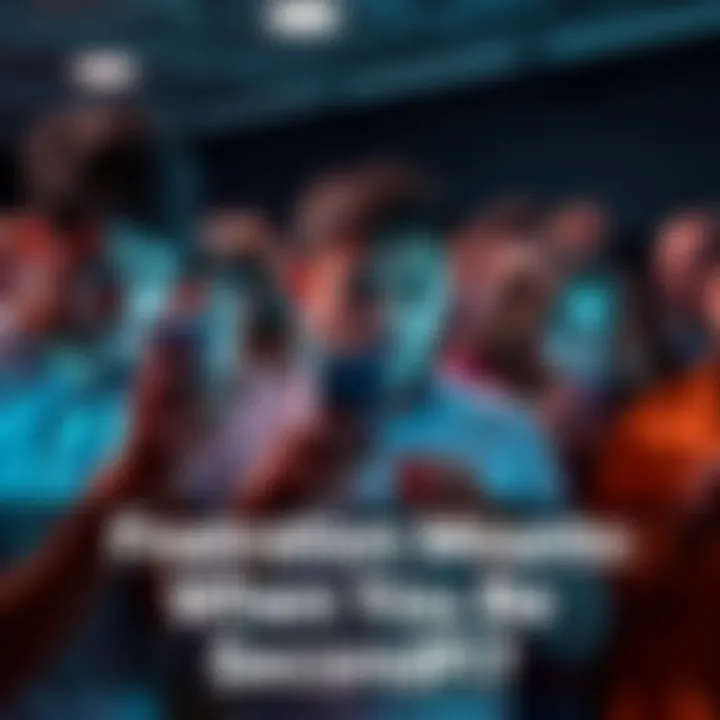A group of frustrated people looking at their phones, showing disappointment over a down crypto platform
