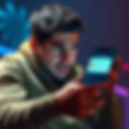 User looking stressed while checking Crypto.com app on their phone, showing frozen assets notification.