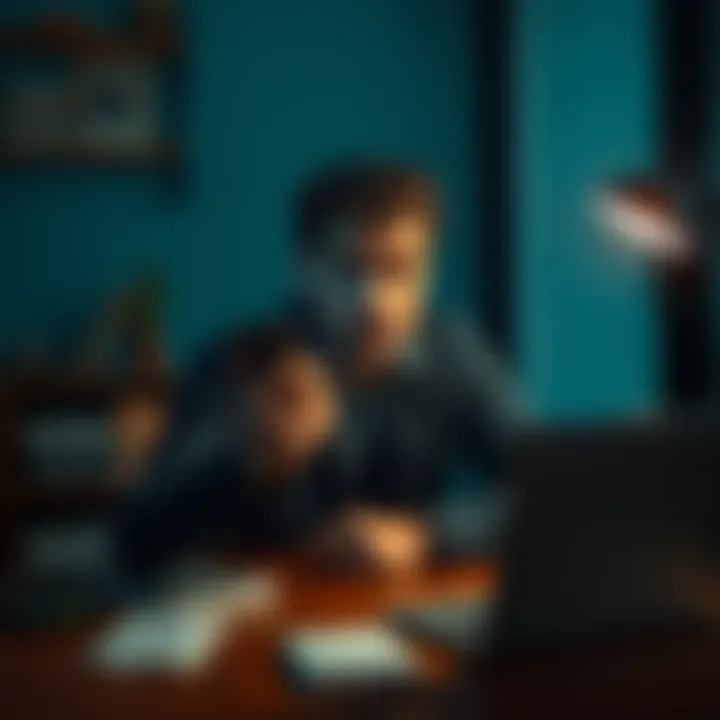 Frustrated customer with frozen account A worried person looks at their phone in disbelief while sitting at a table with unpaid bills and a laptop nearby, symbolizing financial distress due to a frozen account.