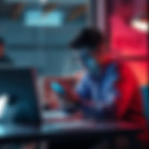 A frustrated person sitting at a desk with a laptop, looking concerned while holding a phone, symbolizing the struggle to get support from a company.