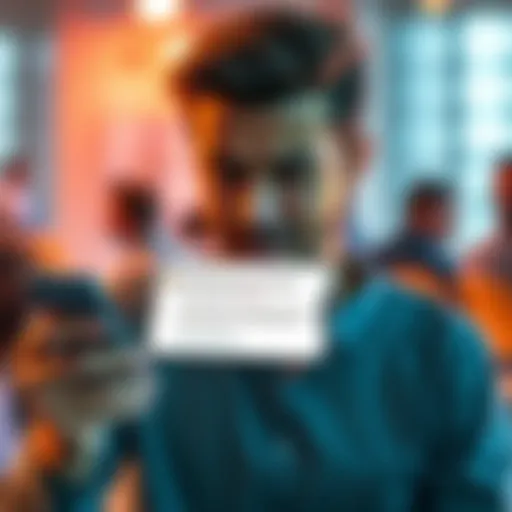 A frustrated customer expresses concern while holding a smartphone, showing a notification about account restrictions from Revolut.