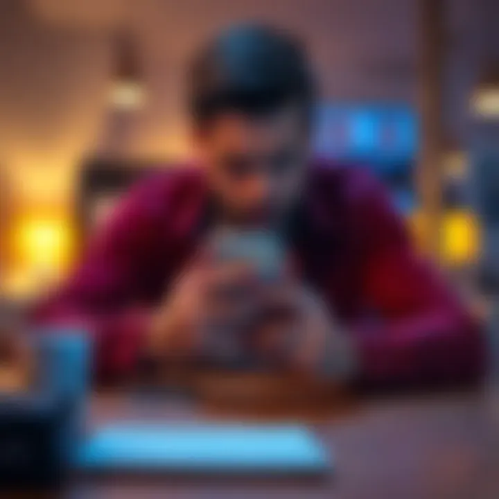 A frustrated customer sits at a table holding a phone, looking upset about their Revolut Metal plan not being activated after meeting all promo requirements.