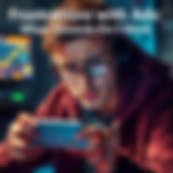 A gamer showing frustration while looking at a mobile device with an error message from ads