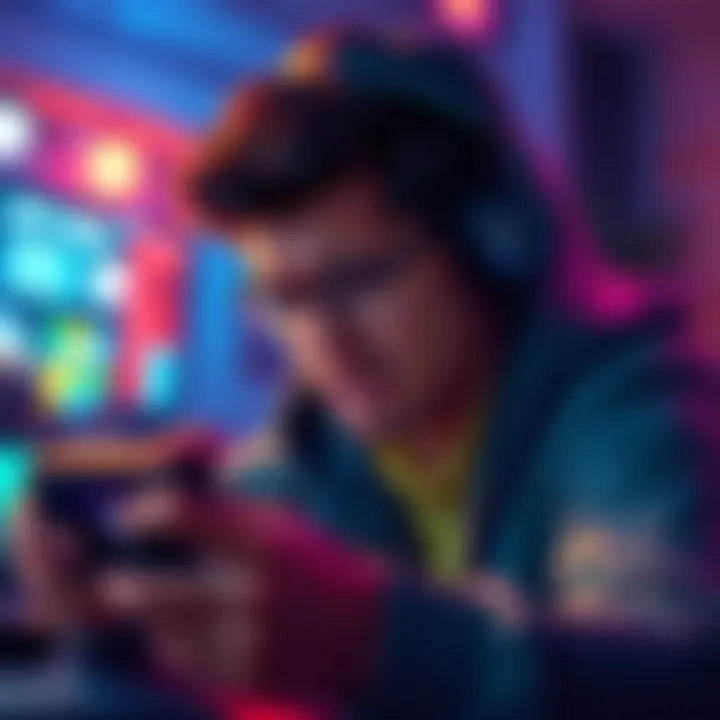 A gamer looking annoyed while trying to unlock their phone with AppLock PRO, showing a phone screen with an unlock prompt and an ad notification