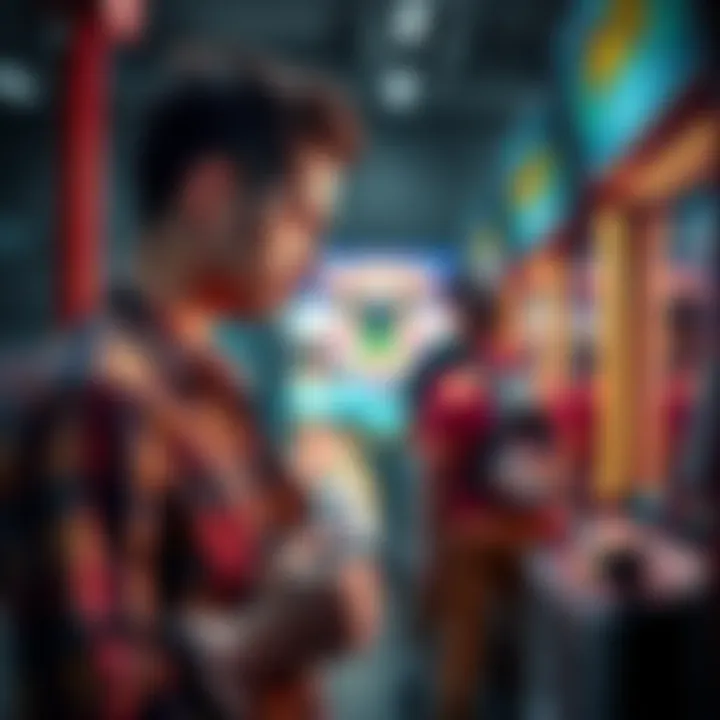 Gamer showing frustration at an arcade game machine while holding a reward ticket