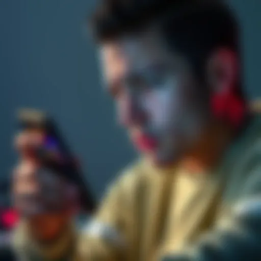 A gamer looks frustrated while holding an old phone, with gaming icons visible on the screen, reflecting on missed gaming opportunities.