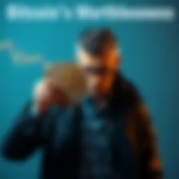An investor looks frustrated while holding a Bitcoin symbol, representing concern over its dropping value and lack of use cases.