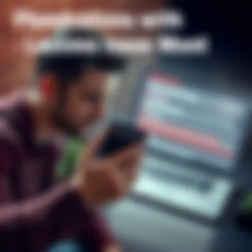 A person looking stressed while holding a Ledger Nano X device, with a laptop showing error messages in the background, symbolizing access issues to bitcoin holdings.