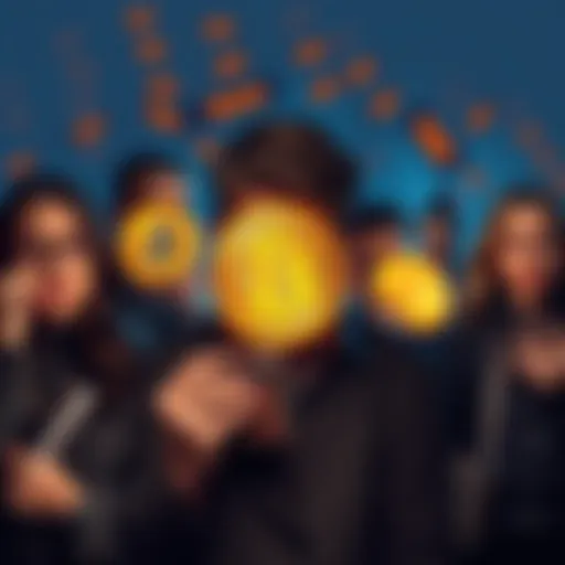 A group of people looking upset while holding Bitcoin symbols and empty wallets, symbolizing their frustration with the cryptocurrency market.