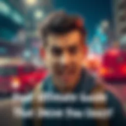 A person looking annoyed while dealing with various daily frustrations like a slow internet connection and traffic