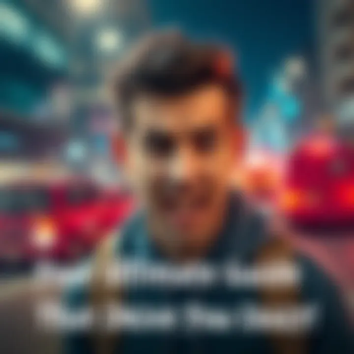 A person looking annoyed while dealing with various daily frustrations like a slow internet connection and traffic